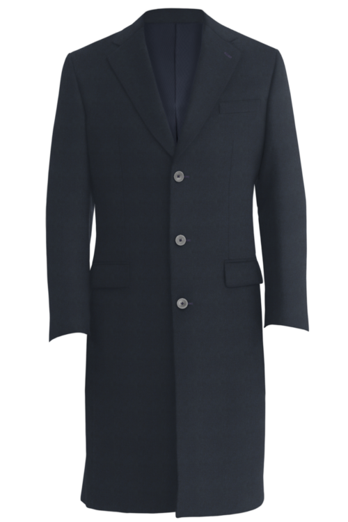 Dark Navy Solid Three Button Topcoat