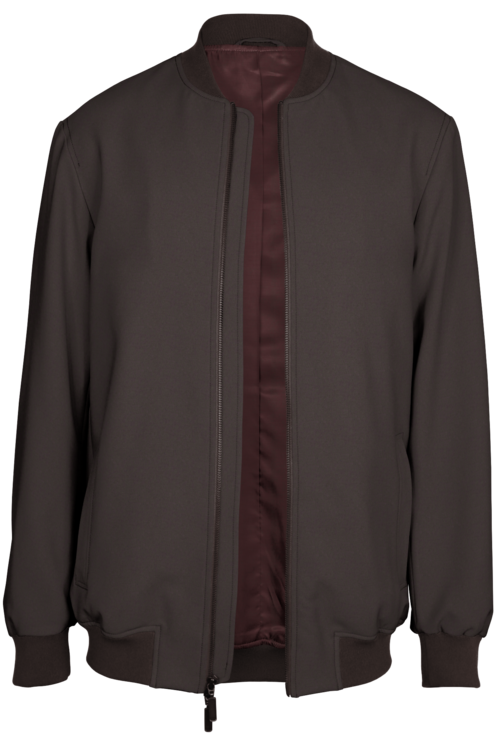 Dark Taupe Twill Bomber Jacket