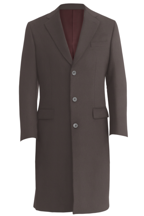 Dark Taupe Twill Three Button Topcoat