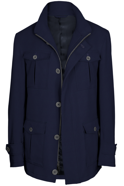 Deep Navy Solid Five Button Field Jacket
