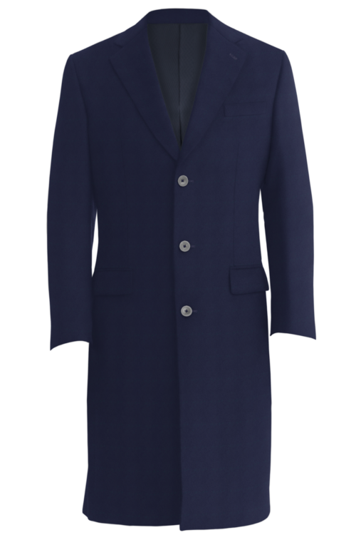 Deep Navy Solid Three Button Topcoat