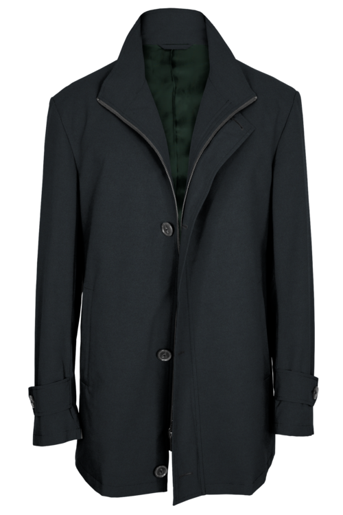 Forest Melange Four Button Zippered Car Coat