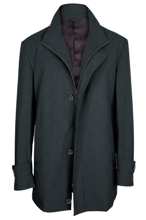 Grey Donegal Four Button Zippered Car Coat