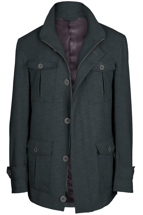 Grey Donegal Five Button Field Jacket