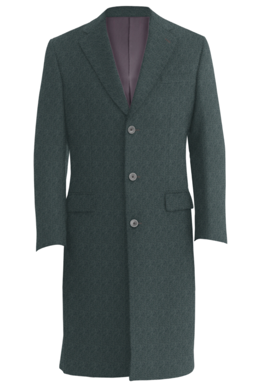 Grey Herringbone Three Button Topcoat
