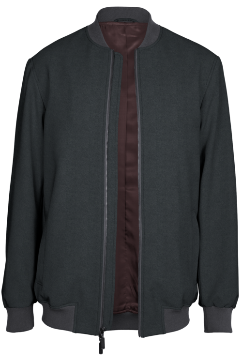 Grey Solid Bomber Jacket
