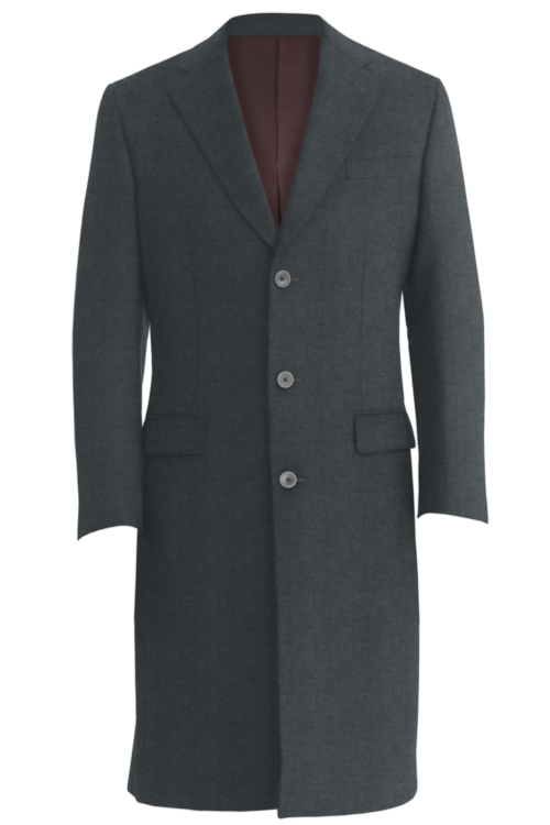 Grey Solid Three Button Topcoat