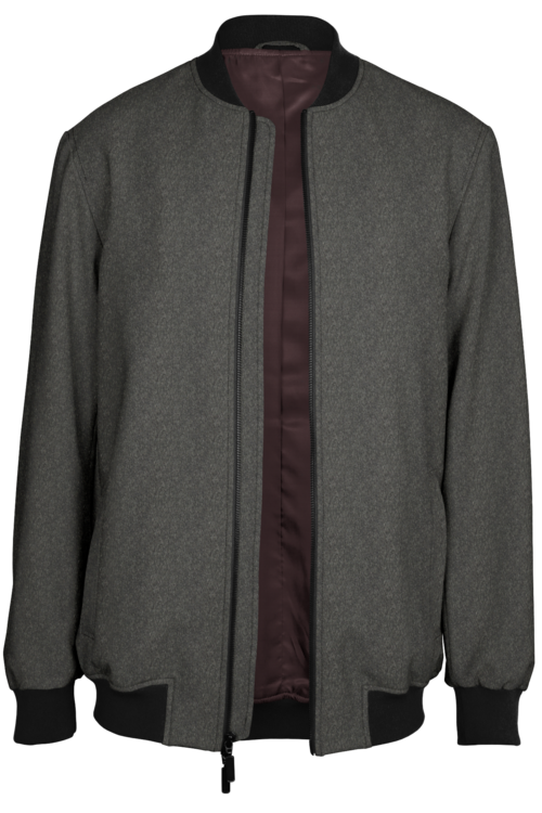 Grey Solid Bomber Jacket