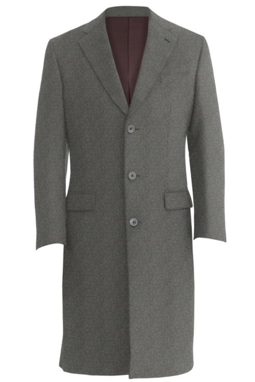 Grey Solid Three Button Topcoat