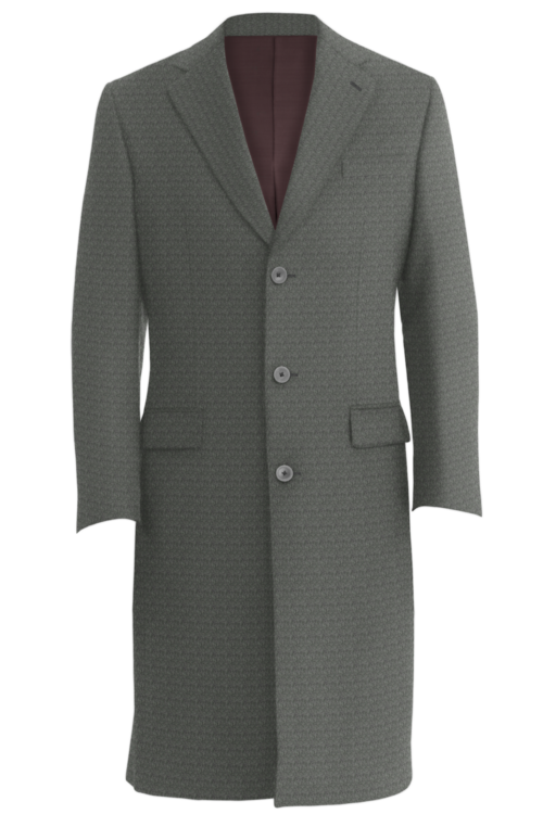 Grey Solid Three Button Topcoat