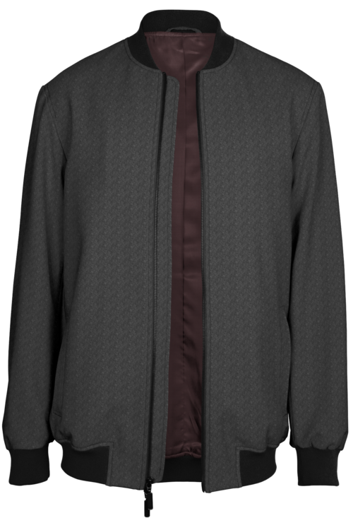 Grey Solid Bomber Jacket