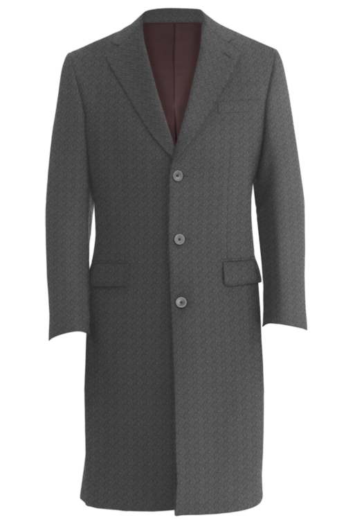 Grey Solid Three Button Topcoat