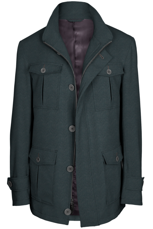 Grey Twill Five Button Field Jacket