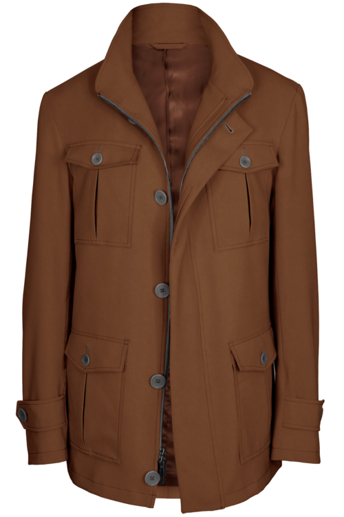 Honey Solid Five Button Field Jacket