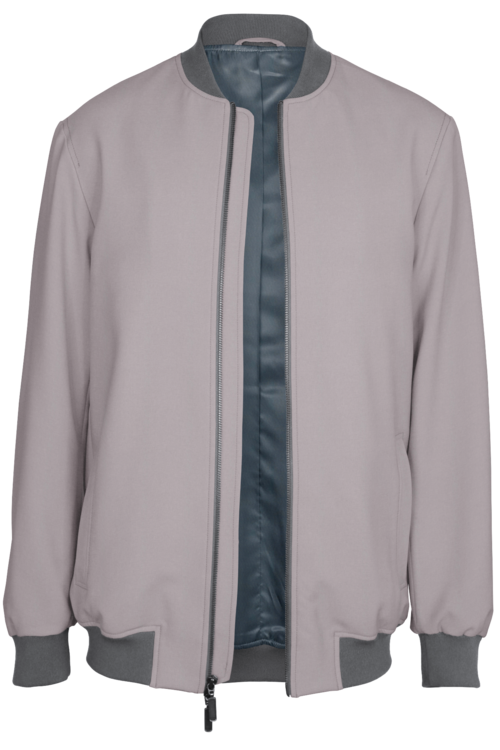 Light Grey Solid Bomber Jacket