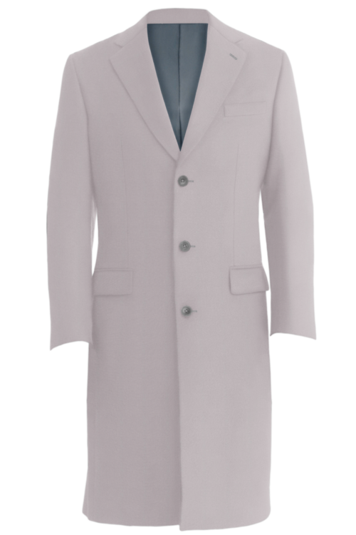 Light Grey Solid Three Button Topcoat