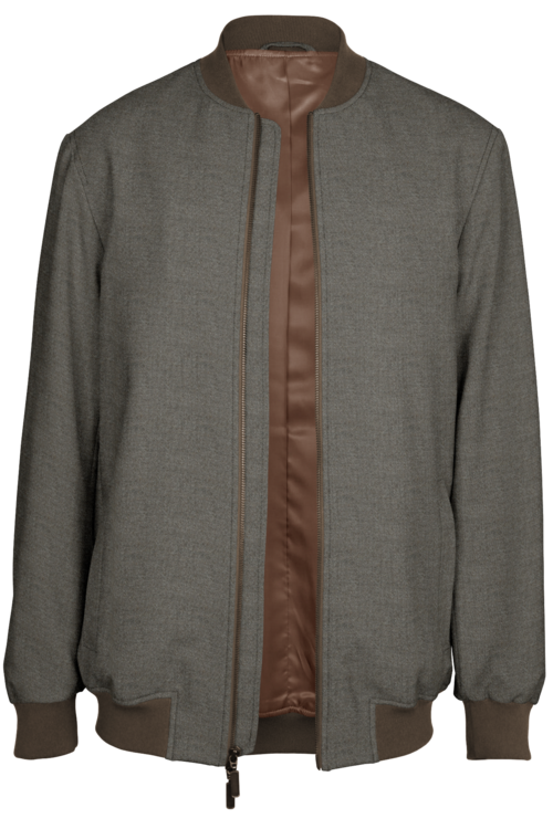 Light Taupe Melange Bomber Jacket