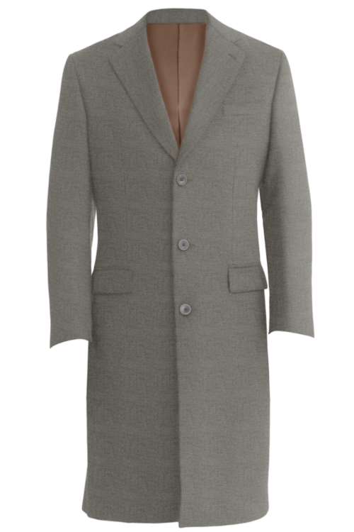 Light Taupe Melange Three Button Topcoat
