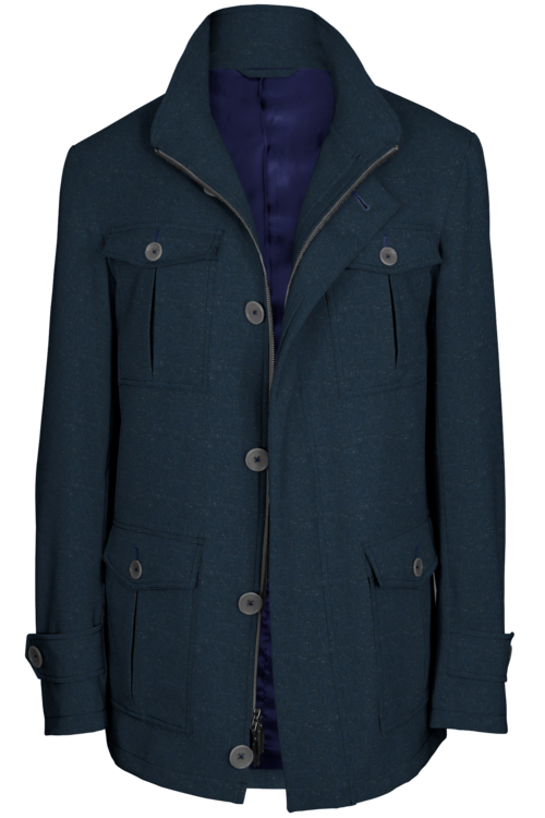 Navy Donegal Five Button Field Jacket