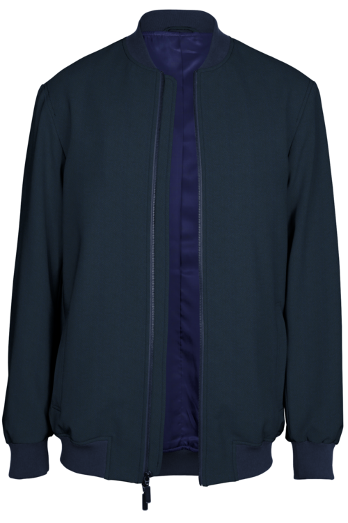 Navy Herringbone Bomber Jacket