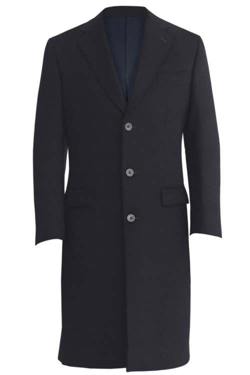 Navy Solid Three Button Topcoat