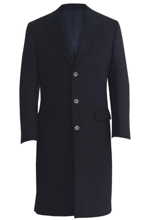 Navy Solid Three Button Topcoat