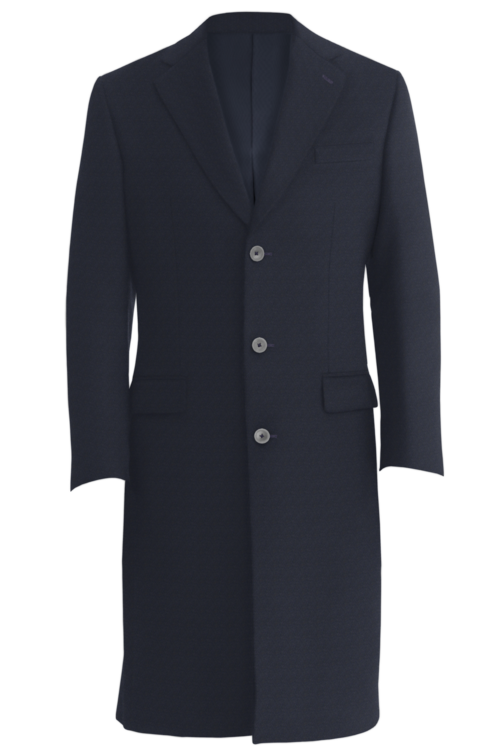 Navy Solid Three Button Topcoat