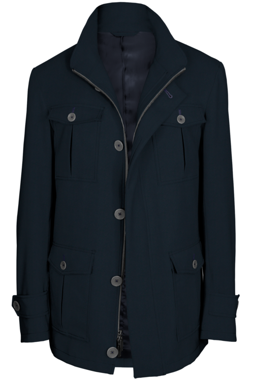 Navy Twill Five Button Field Jacket