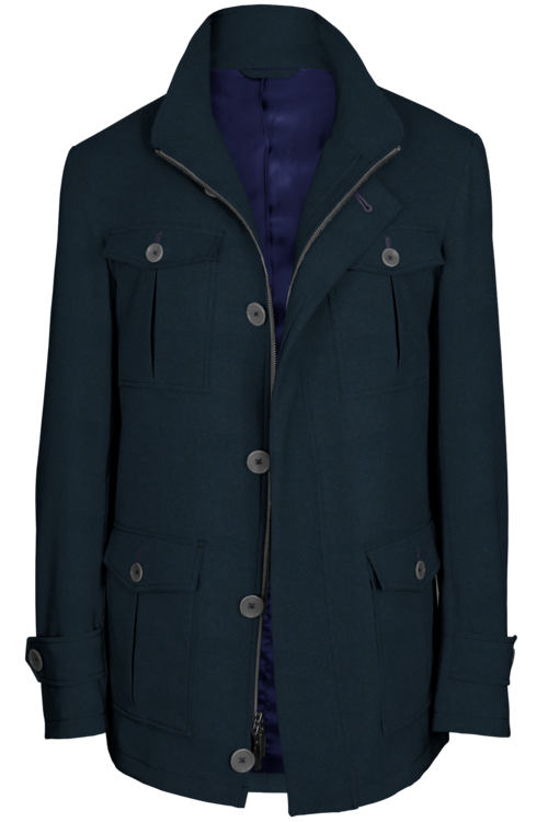 Navy Twill Five Button Field Jacket