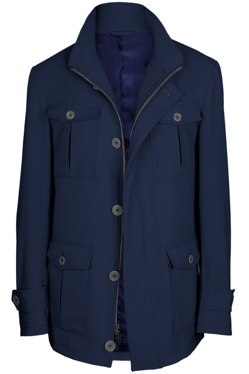 Navy Twill Five Button Field Jacket