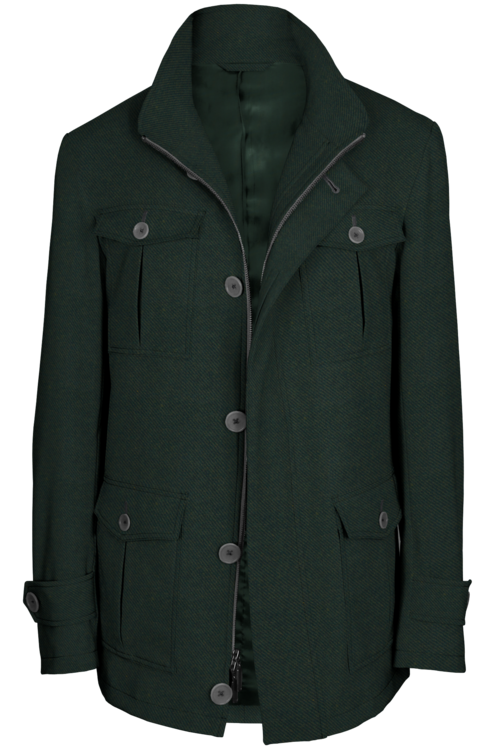 Olive Twill Five Button Field Jacket