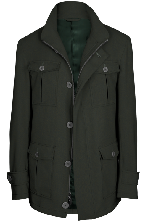 Olive Twill Five Button Field Jacket