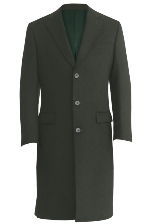 Olive Twill Three Button Topcoat