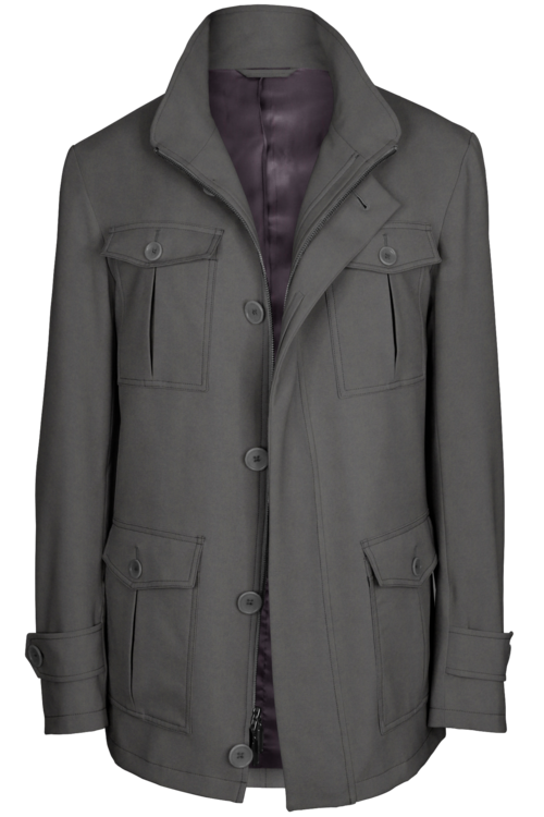 Pewter Solid Five Button Field Jacket