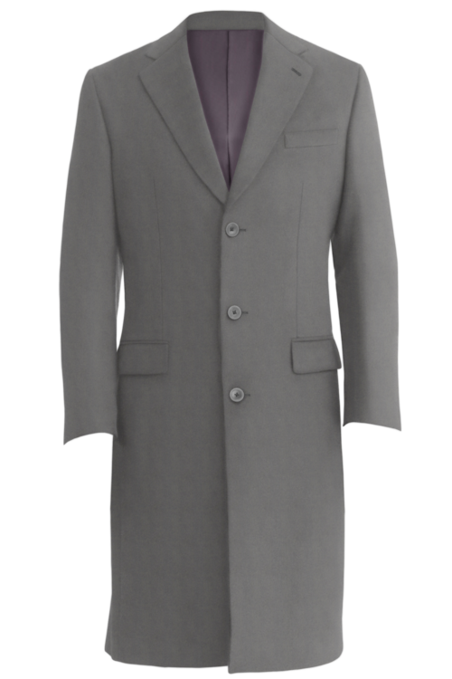 Pewter Solid Three Button Topcoat