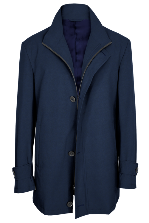 Royal Herringbone Four Button Zippered Car Coat