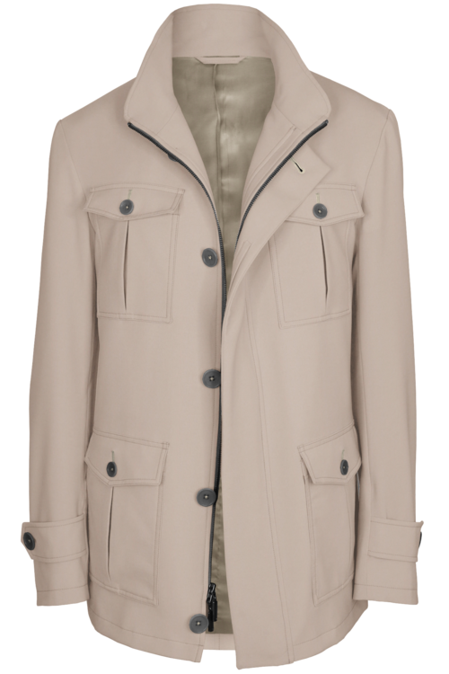 Sand Solid Five Button Field Jacket