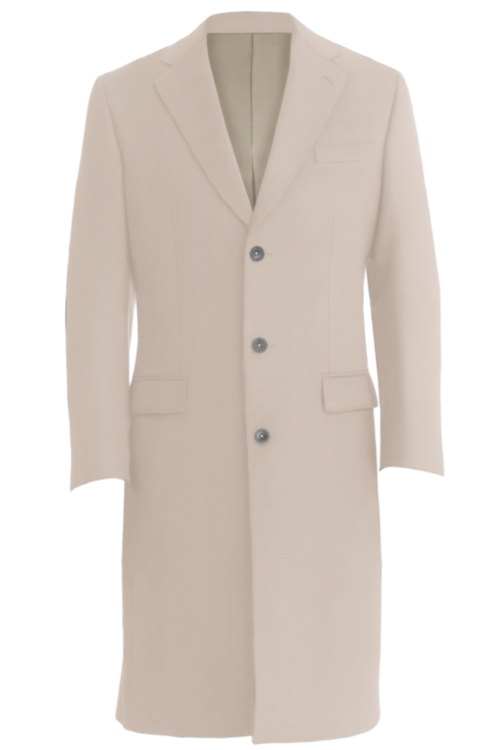 Sand Solid Three Button Topcoat