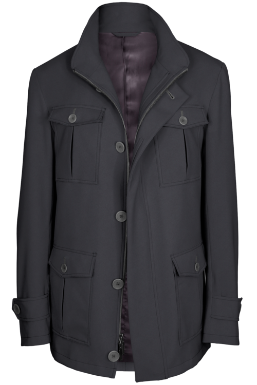 Slate Solid Five Button Field Jacket