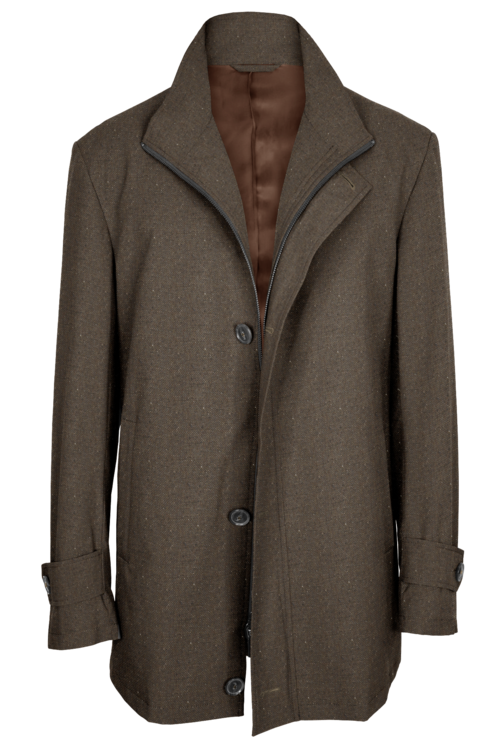 Tan Donegal Four Button Zippered Car Coat