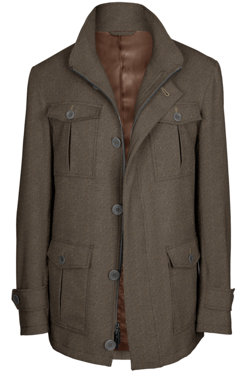 Tan Donegal Five Button Field Jacket