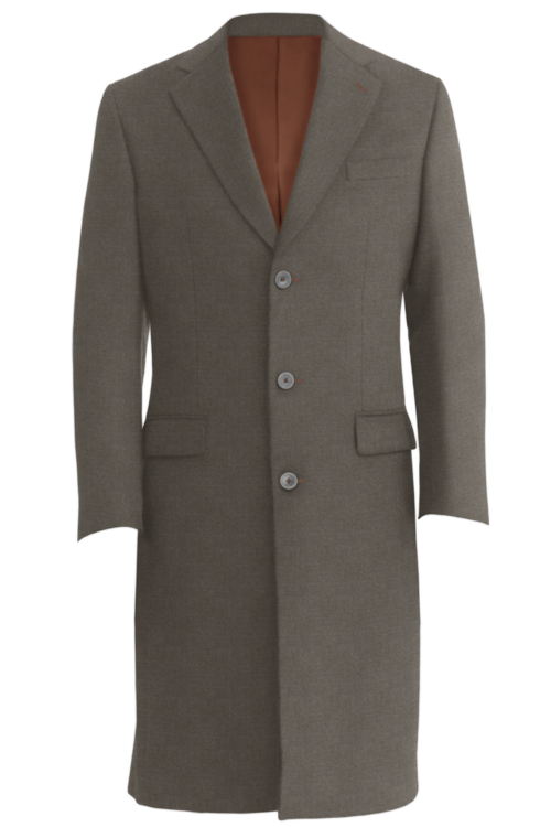 Taupe Melange Three Button Topcoat