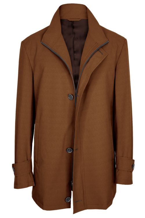 Vicuña Solid Four Button Zippered Car Coat