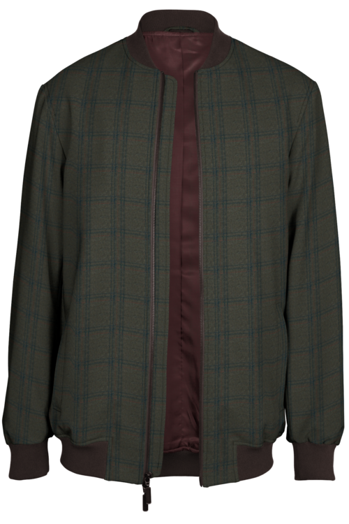 Brown Grey Check Bomber Jacket