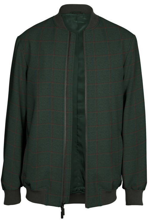 Green Wine Windowpane Bomber Jacket
