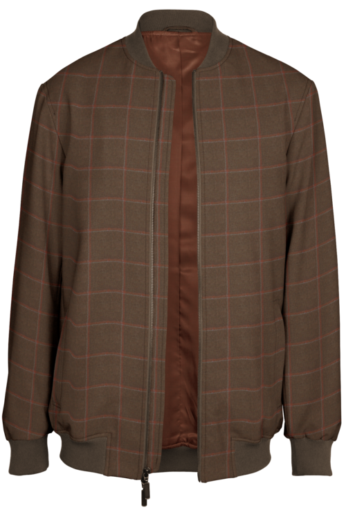 Tan Sienna Windowpane Bomber Jacket