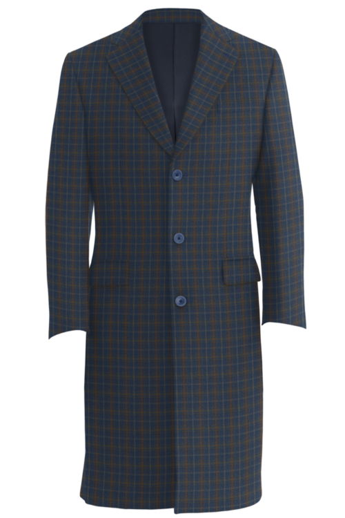 Blue Chestnut Check Three Button Topcoat