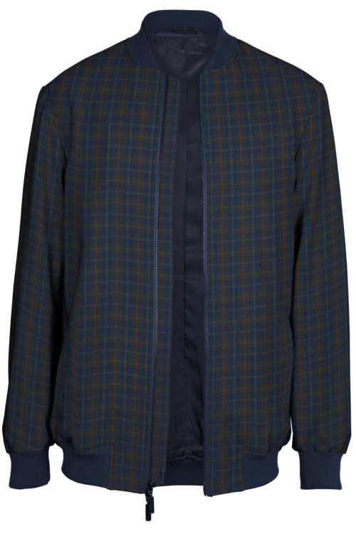 Blue Chestnut Check Bomber Jacket