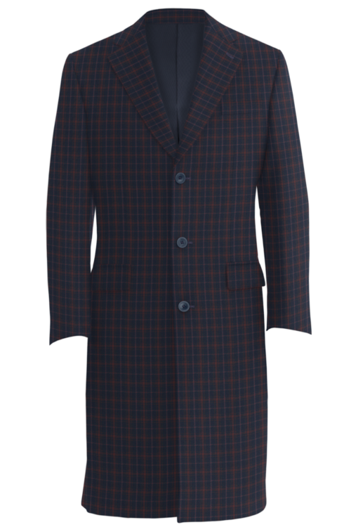 Berry Navy Check Three Button Topcoat