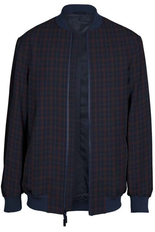 Berry Navy Check Bomber Jacket